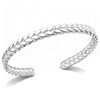 Desnuage Wheat Silver Cuff Bangle for Women Adjustable Silver Bracelet
