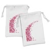 Ambesonne Pink and White Fabric Pouch Set of 2, White
