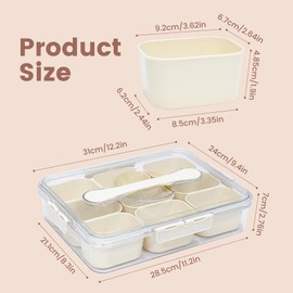 Snack Box Container, Portable Travel Charcuterie Board with Lid, Refrigerator Food Storage Box, Snack Organizer, Divided Storage Containers, chopped salad box (9 Compartment)