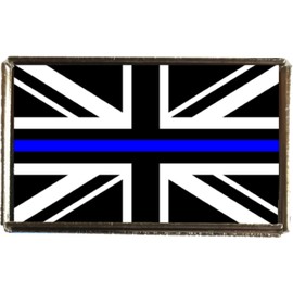 Thin Blue Line Military Silver Colour Badge With A Velveteen Bag