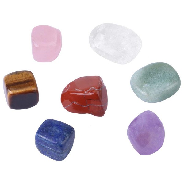 7PCS Colorful Healing Crystals Gift Kit, Crystal Healing Stones Set Polished Stones 7 Chakra Set Tumbled Stones for Wicca Reiki and Energy Crystal Healing