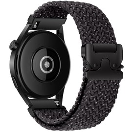 Compatible with Galaxy Watch 7 FE 6 5 4 Band 20mm Braided Solo Loop for Galaxy Watch 6 Classic 43mm 47mm/Watch 4 Classic 42mm 46mm/Watch 5 Pro Band 45mm Parachute Magnetic Buckle Band (Starry Black)