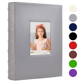 Vienrose Photo Album 4x6 300 Photos with Memo Area Leather Cover Large Capacity Slip-in Pictures Book for Wedding Baby Vacation, Grey