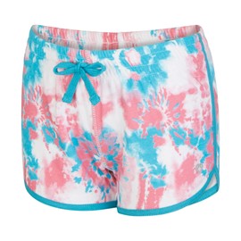 Colosseum Active Girl's Simone Cotton Blend Yoga and Running Short (Cerulean Flamingo Tie Dye, Medium)