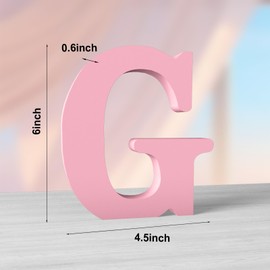 Aruatu 6-Inch Pink Wood Letters - Unfinished Wood Decorative Standing Letters for Wall Decor