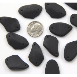 Unbranded 2 Hole, Free Form Flat Pendant Bead Mix, Jet Black w/Matte Finish, 6 Pieces