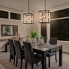 Durent Lighting Modern Black Gold Chandelier, 4-Light Square Pendant Light