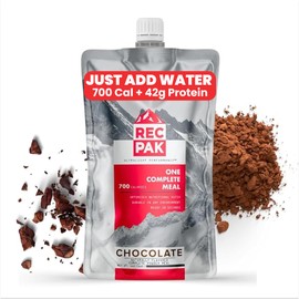 RecPak | 700 Cal, 43g Protein, Complete Nutrition for Backcountry Athletes | No-Cook Lightweight Liquid Meal for Mountaineering Backpacking Sking Hunting | Just Add Water & GoI Chocolate (3-Pack)