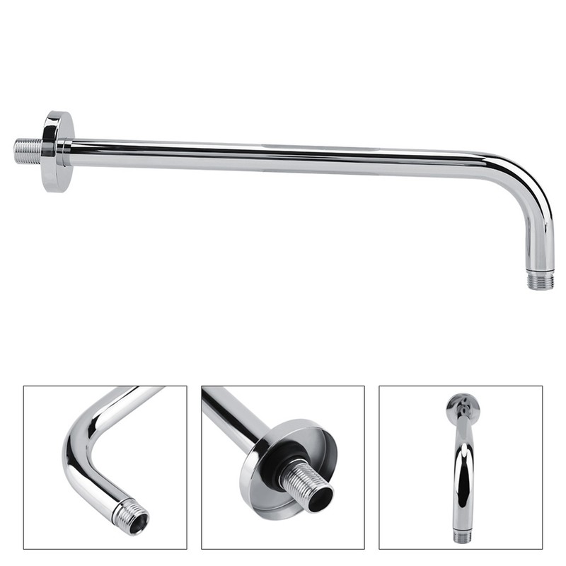 Extra Long Stainless Steel Shower Rain Head Arm Replacement Flange