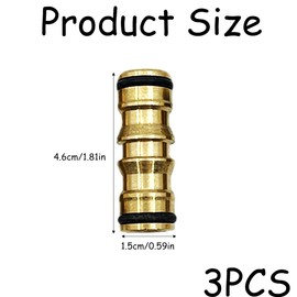 3pcs Brass Double Male Hose End Fittings Garden Hose Pipe Connectors Dual Male Hose Connector Extenders for Join Garden Hose Tubes