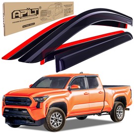 APILT Outside-Mount Rain Guards Window Visors for 2024-2026 Toyota Tacoma Double Cab Wind Vent Deflectors Truck Accessories Dark Smoke 4-Piece Set with Thicker