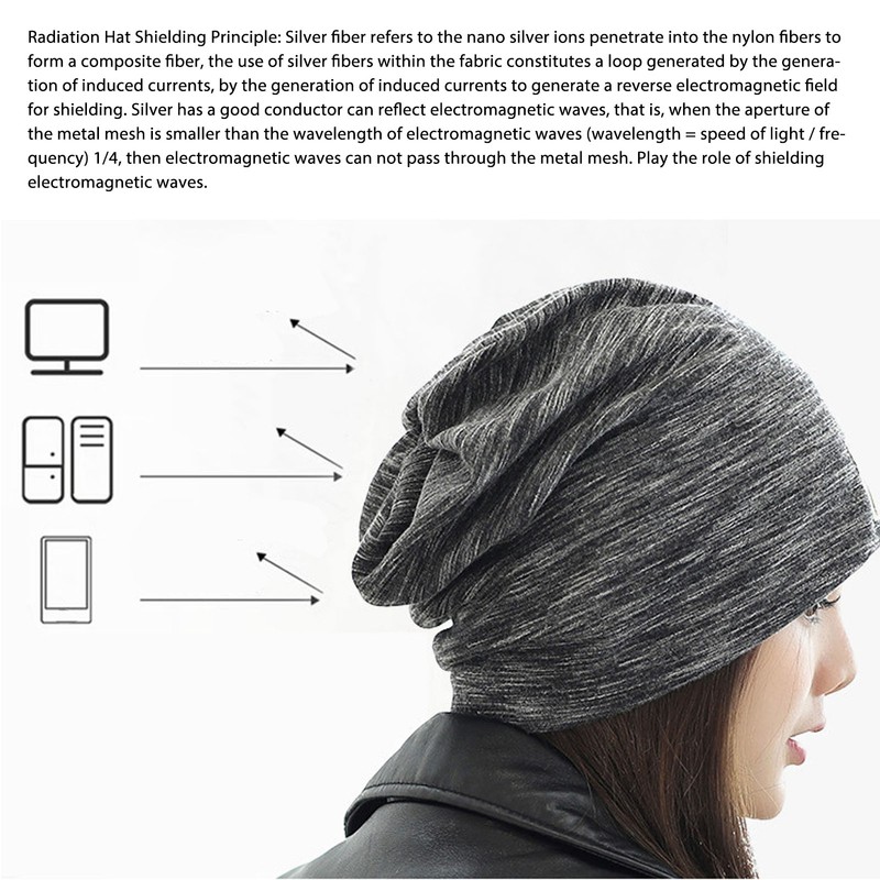 Anti Radiation Hat Black Striped Silver Fiber and Cotton Shielding