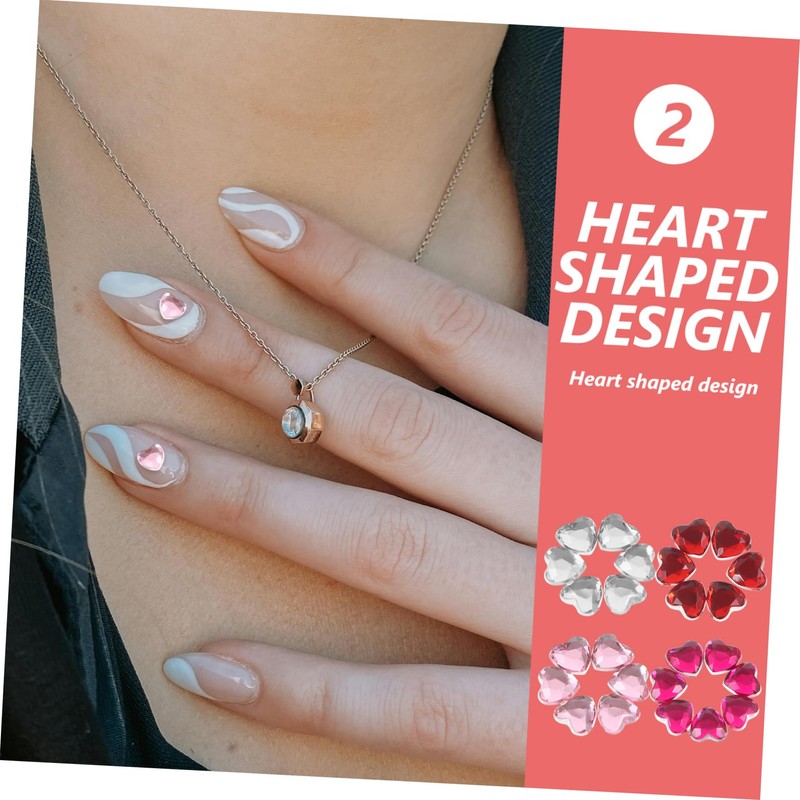 IWOWHERO 400pcs Heart Shape Flatback Craft Rhinestones DIY Acrylic Gems