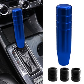 HQRNYP 5" Heavy Weighted Shift Knob, Gear Shifter Knob, Aluminum Alloy Car Gear Lever Stick Shifter Handle, Auto Accessories with 3 Threaded Adapters M8 M10 M12 for Automatic Manual Cars (Blue)