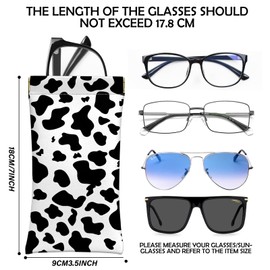 BHAHB 2 PCS Glasses Eyeglass Sunglasses Case Pouch Soft PU Leather Cute Aesthetic with Cleaning Cloth for Unisex Women Girls-Cow Leopard