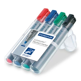 Staedtler Lumocolor 356 WP4 Flipchart Marker Refillable Stand Box with 4 Colours Bullet Tip (Pack of 5)