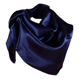 YOFASEN Hijab Headscarf for Women - 1 Piece Plain Satin Muslim Islamic Headwear Women Face Veil Scarf Turban 90 x 90 cm, Deep Blue A