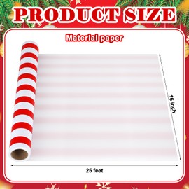 AmazingSpark Striped Table Runner - 25' Long x 16" Wide Red White Paper Table Runner for Birthday, Weddings or Holiday Parties Tabletop Decor (1 Roll)