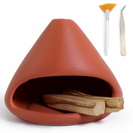 BEYLAB Clay Sculpture Sage Smoking Palo Santo Holder Ceramic White Sage for Incense Cones Incense Sticks Holder Incense Bowl Smudge Incense Burner Incense Holder - Orange