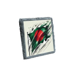 Bangladesh Flag Artistic Slate Coaster with Unique Design, for Home Decor [slco-kf25-1749]