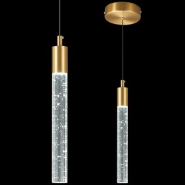 zhllmq Modern Kitchen Island Pendant Light Dimmable LED Gold Brass Finish Mini Pendant Lighting Bedroom Bedside Table Small Pendant Lights（1-Pack）