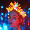 JEAIRTS Light Up Crown Headband Gold Led Headbands Glow Rave