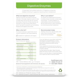 healthspan Healthspan Digestive Enzymes | 60 Capsules | Amylase | Lactase | Lipase | Protease | Added Chromium | Aids Digestion | Vegan