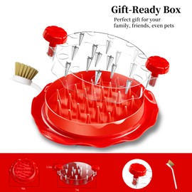 Chicken Shredder,Chicken Breast Shredder Tool Twist with Brush,Visible Meat Shredder Machine,Anti-Slip Strip,Ergonomic Handle,BPA Free,Heat Resistant,Suitable for Pork Beef Chicken (Style-Red)