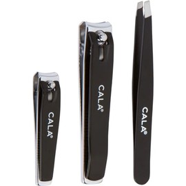 CALA - trio de cuidado personal para hombres, corta uñas y pinzas (3 piezas, color negro mate)