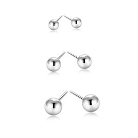 Hoop Earrings 925 Silver Small Stud Earrings Silver Earrings for Women Hoop Earrings Silver 925 Earrings for Men Earrings Real Silver Women's 6 Pairs, Silver