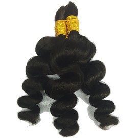 Hannah Queen product Wholesale Human Hair Bulk In Factory Price 3 Bundle 300g Brazilian Loose Wave Bulk Hair For Braiding Human Hair No Weft(22 24 26inch Natural Black 1B)