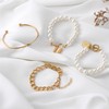 Gold Pearl Bracelets for Women Minimalist Beaded Bracelet Set Stack