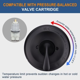 T13020-BL Replacement for Delta Classic 13 Series Single-Function Shower Valve Trim Kit, Matte Black Faucet Shower Handle Parts Fit Delta Shower Valve R10000 Series (Cartridge Included)