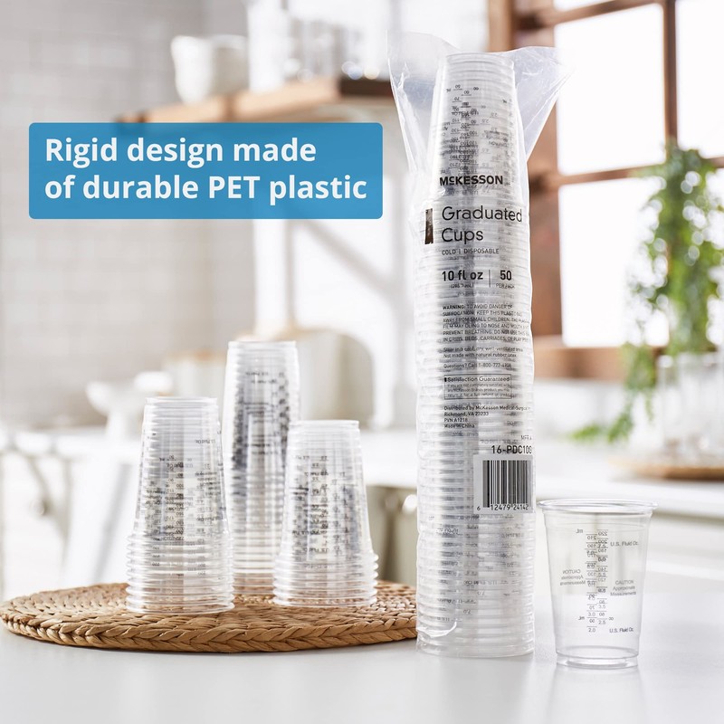 McKesson Graduated Cups, Polypropylene, Disposable, Clear, 7 oz, 1000 Count