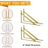 EZYDECOR Shelf Brackets Gold Brackets for Shelves 300mm/12 Inch Triangle