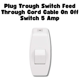 Invero Plug Trough Switch Feed Through Cord Cable On Off Switch 5 Amp for Bedside Lamp Desk Table Light Electrical Cord - White
