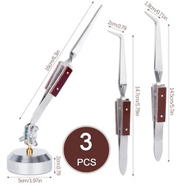 SHANGNIULU Cross Locking Tweezer, Reverse Tweezers for Crafting with 360°rotation Base, Third Hand Soldering Tool, Precision Fiber Grip Solder Tweezers for DIY Repairing (3PCS)