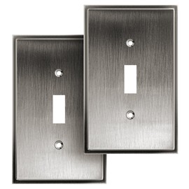 Henne Bery Soft Modern Decorative Wall Plate Switch Plate Outlet Cover (Single Toggle 2PK, Heirloom Silver)