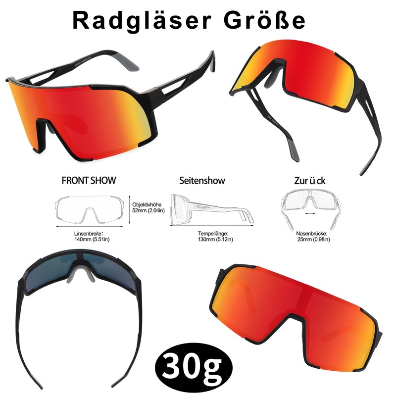 BamLom Cycling Glasses (Black Red)