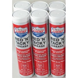 Lucas Oil Red "N" Tacky Grease - 14 oz Tube / Cartridge - 6  Pack