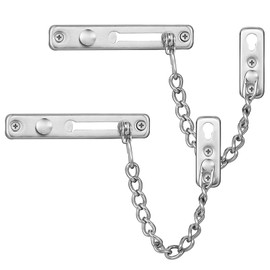 KAFENDA Security Door Chain Lock Sturdy Door Lock Latch for Inside Door Stainless Steel Hotel Door Lock with Spring Button Door Locks for Kids Safety Brushed Nickel