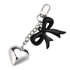 YangQian Bow Charm for Bag Charms for Handbags Purse Bowknot Charms with Heart Keychain Charm for Car Keys Backpack Decoration for Women Girls Headphone Case Charm with Bow Knot