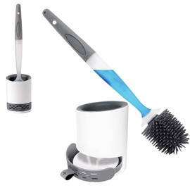 U+HOMORE Silicon Toilet Bowl Cleaning Brush Set,Wall Mount Toilet Brush Refillable Toilet Brush Diatom Mud Absorbent Soft Bristled Silicone Toilet Brush