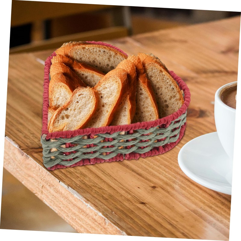 LABRIMP Handcrafted Heart Shape Woven Rattan Storage Basket Snack Fruit