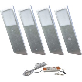 ACCE Super Thin and Aluminium Body LED Under-Unit Light Kitchen Furniture Light Warm White Includes Converter One Spotlight with Switch (4 Pieces)