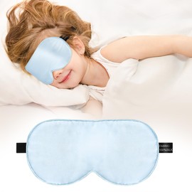 Kids Sleep Mask Eye Cover, 100% Real Natural Pure Silk Eye Mask with Adjustable Strap, Blindfold Kids Eye Mask for Sleeping, Eye Shade for Boys Girls and Adult, Pressure-Free Comfort (Blue)