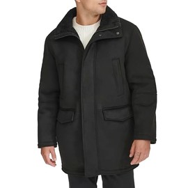 Dockers Men's Faux Shearling Walking Coat, Black