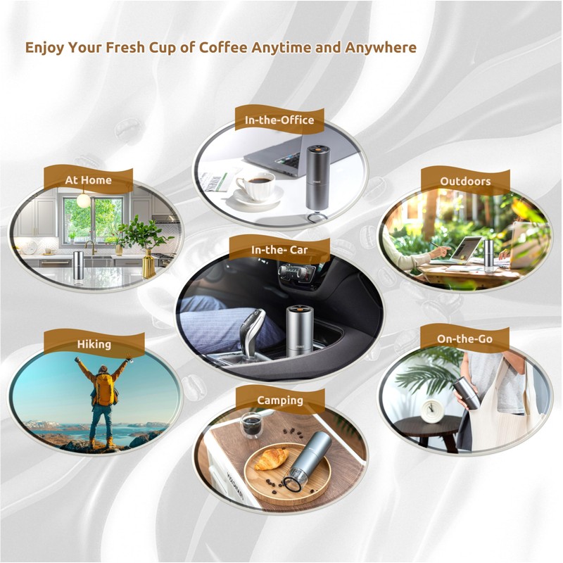 SPARKFE Portable Electric Coffee Grinder, Rechargeable Wireless Handheld Grinder with