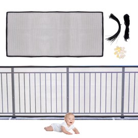 Klmnop Banister Guard for Baby - 15 x 3ft Balcony Safety Net for Kids and Pets, Stairs Rail Mesh with No Drilling Provides a Safe Environment for Your Child Pet(Black)