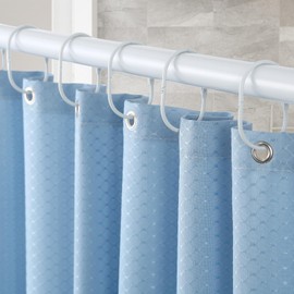 Goowin 24 Pcs Shower Curtain Rings, Shower Curtain Hooks, Oval Snap Shower Rings for Curtain, Metal Shower Curtain Rings Rust Proof, Glide Smoothly Shower Hooks for Shower Curtain Rod (White)